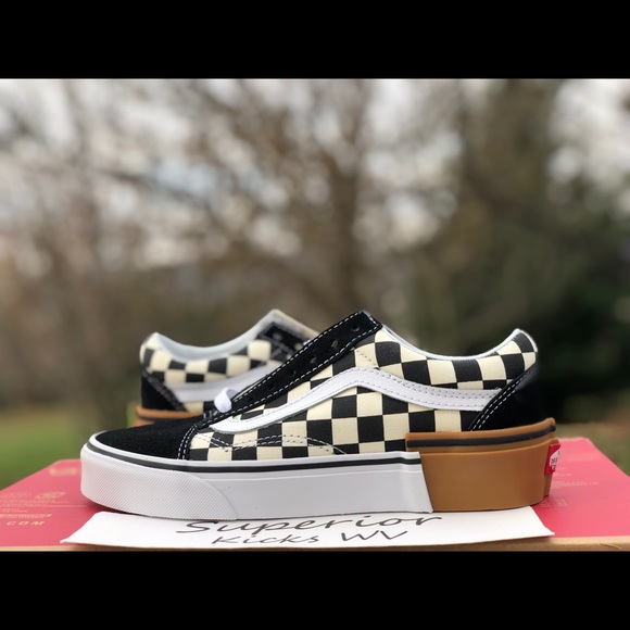 vans old skool gum block checkerboard